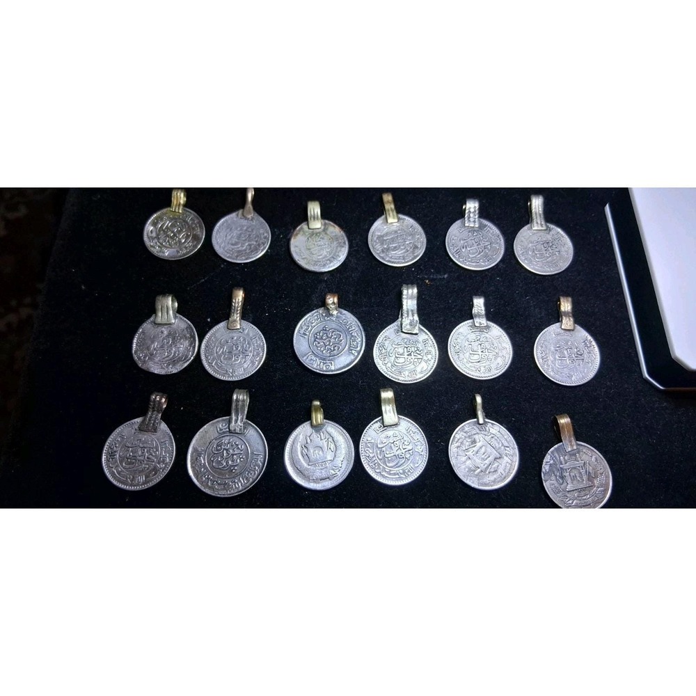 Lot Of 18 Vintage Pakistan Tribal Coin Amulet Pendant Islamic